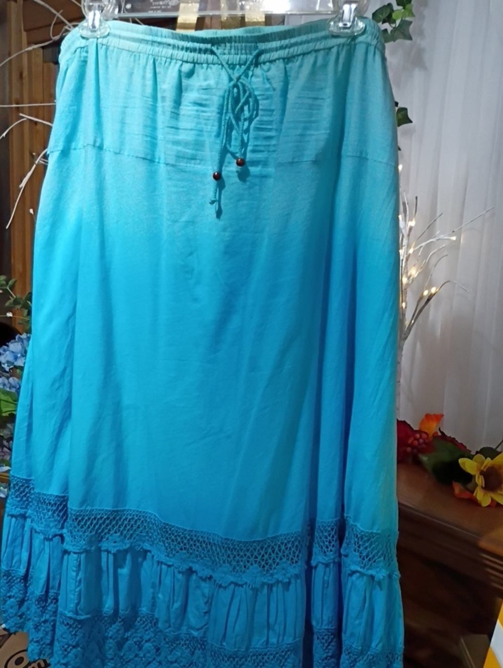 Bobbie Brooks Teal Tiered Maxi Skirt